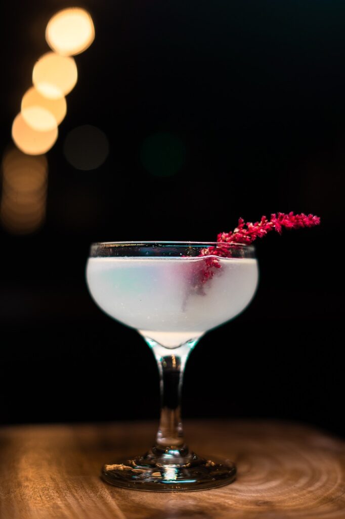 Cocktail with berry stem