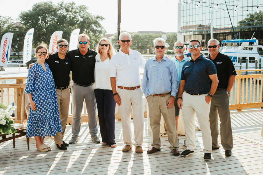 Garden & Gun’s’ Cocktails on the Waterfront Deck sponsored by MarineMax, Grady-White and their principals in Pensacola Florida . Garden & Gun’s Scenic Downtown Cocktail Party at Palafox Wharf Waterfront