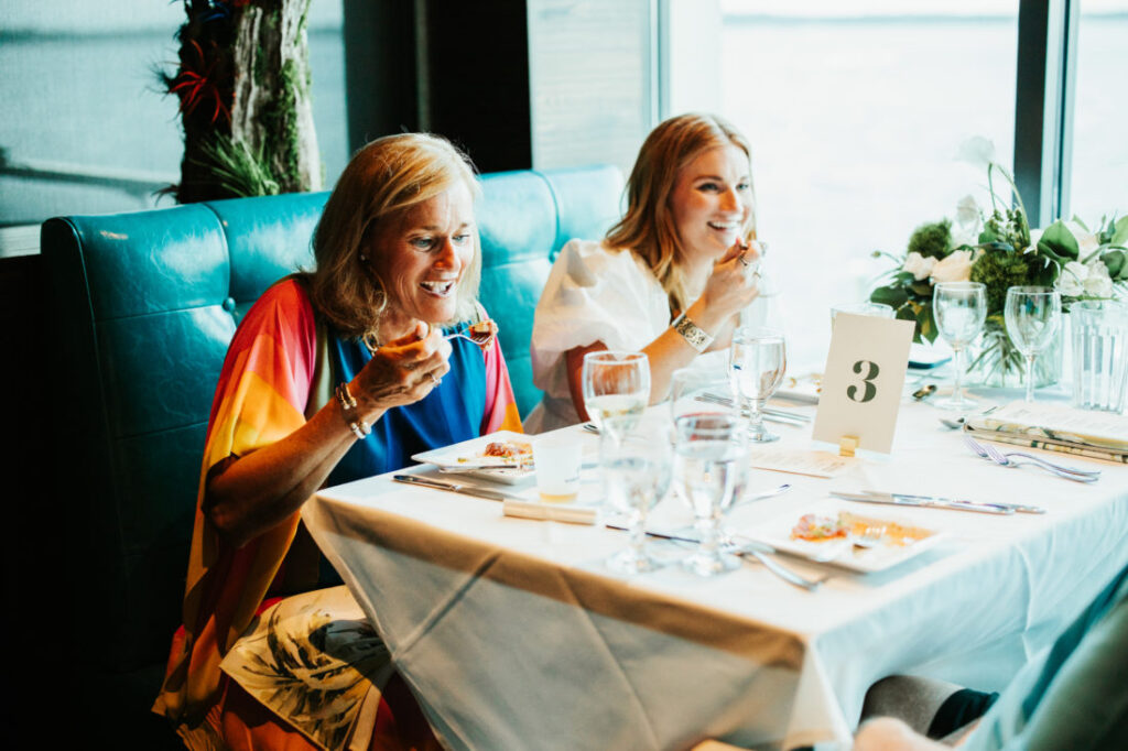 Guests savoring the tasty dinner 