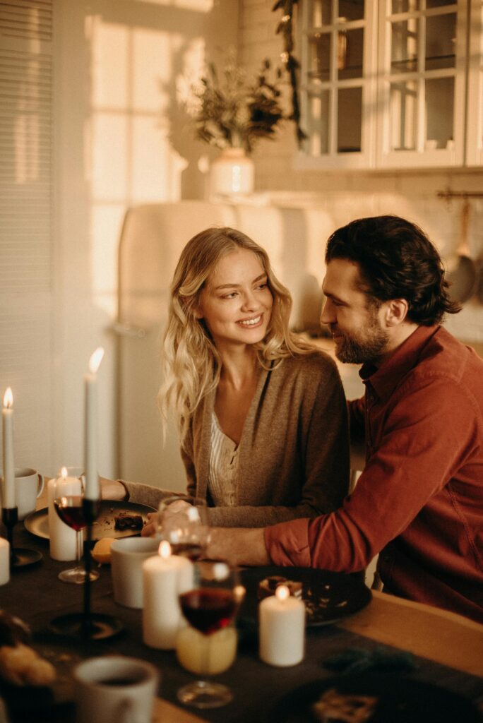 Near Pensacola Florida near Destin Florida Wedding Event Venue with couple enjoying dinner after they discussed their finances