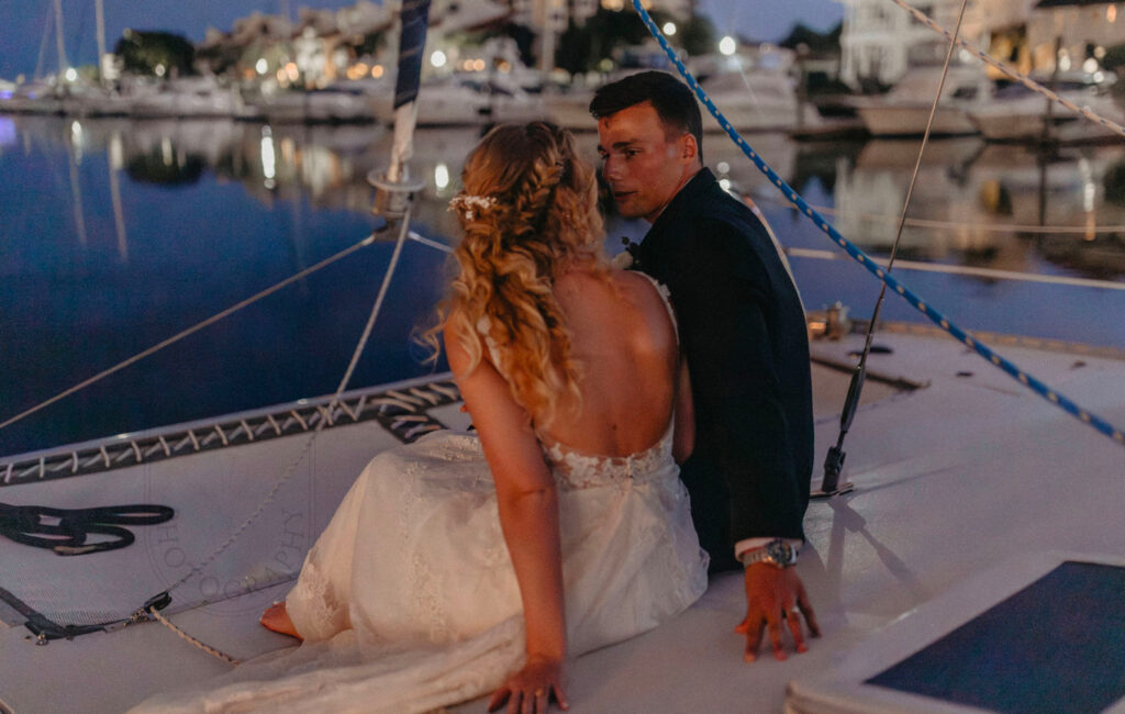 Golden Hour Sail around the Waterfront for Just Married Wedding Couple at Palafox Wharf Waterfront Pensacola Florida