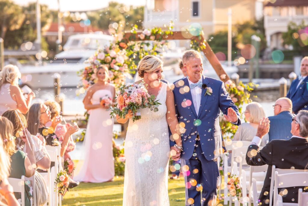 Large Guest Count of 175 guests for this Ceremony on the Green with scenic backdrop. Photo by Christina Griffith Photography.