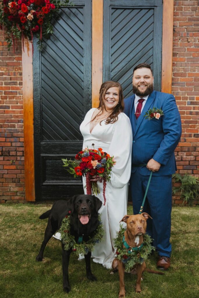 Downtown Pensacola at Palafox Wharf Waterfront - Doggies are part of the family as well and they joined Catie + TJ for their Wedding Ceremony and a few photos afterward.  Photo by Hayle Wilson Photography