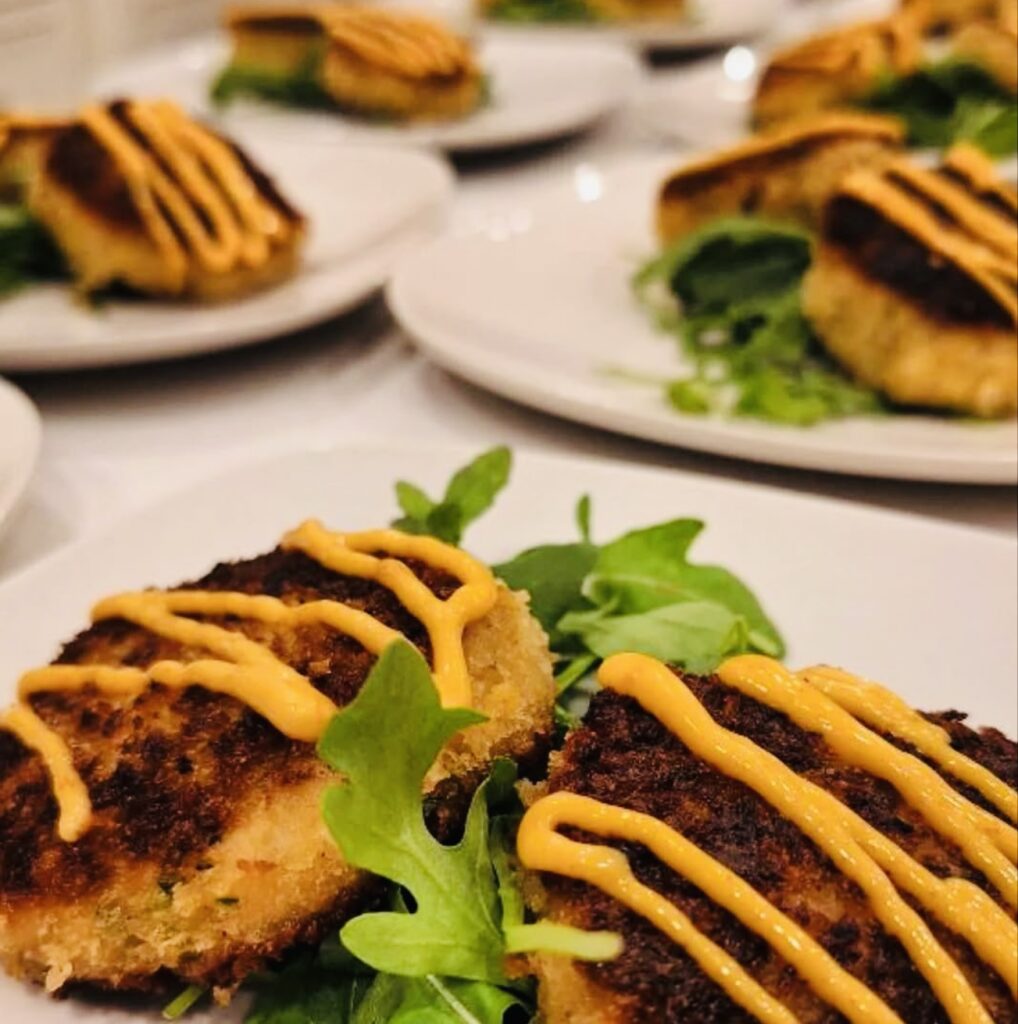 Award winning Crab Cake Arugula Salad created by Chef Bob