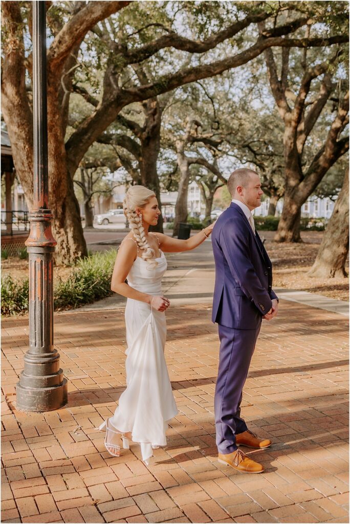 inexpensive wedding venues pensacola, fl Is Palafox Wharf Waterfront Wedding Venue with first look with bride and groom 