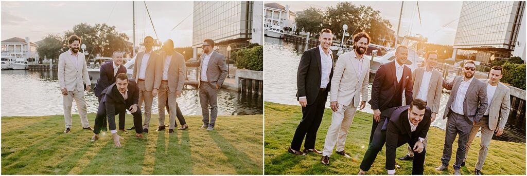 What budget is considered a luxury budget? Will be answered by Palafox Wharf Waterfront Wedding Venue with the groom and his guys playing football on the green