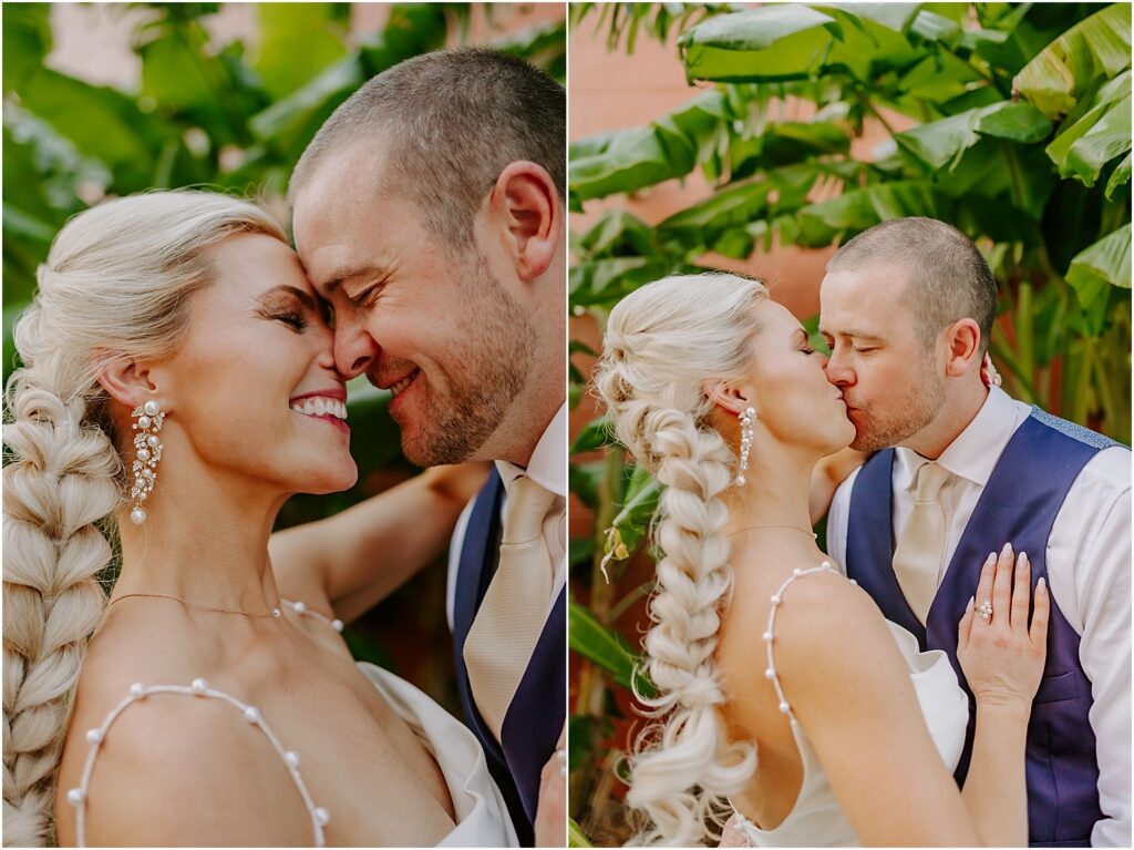 What is a realistic budget for a small wedding? Is Palafox Wharf Waterfront with couple kissing and banana trees in the background