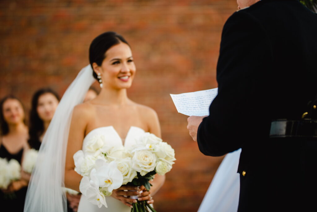 Wedding Venues Pensacola The way she looks at him White dress for bride and marine uniform for groom