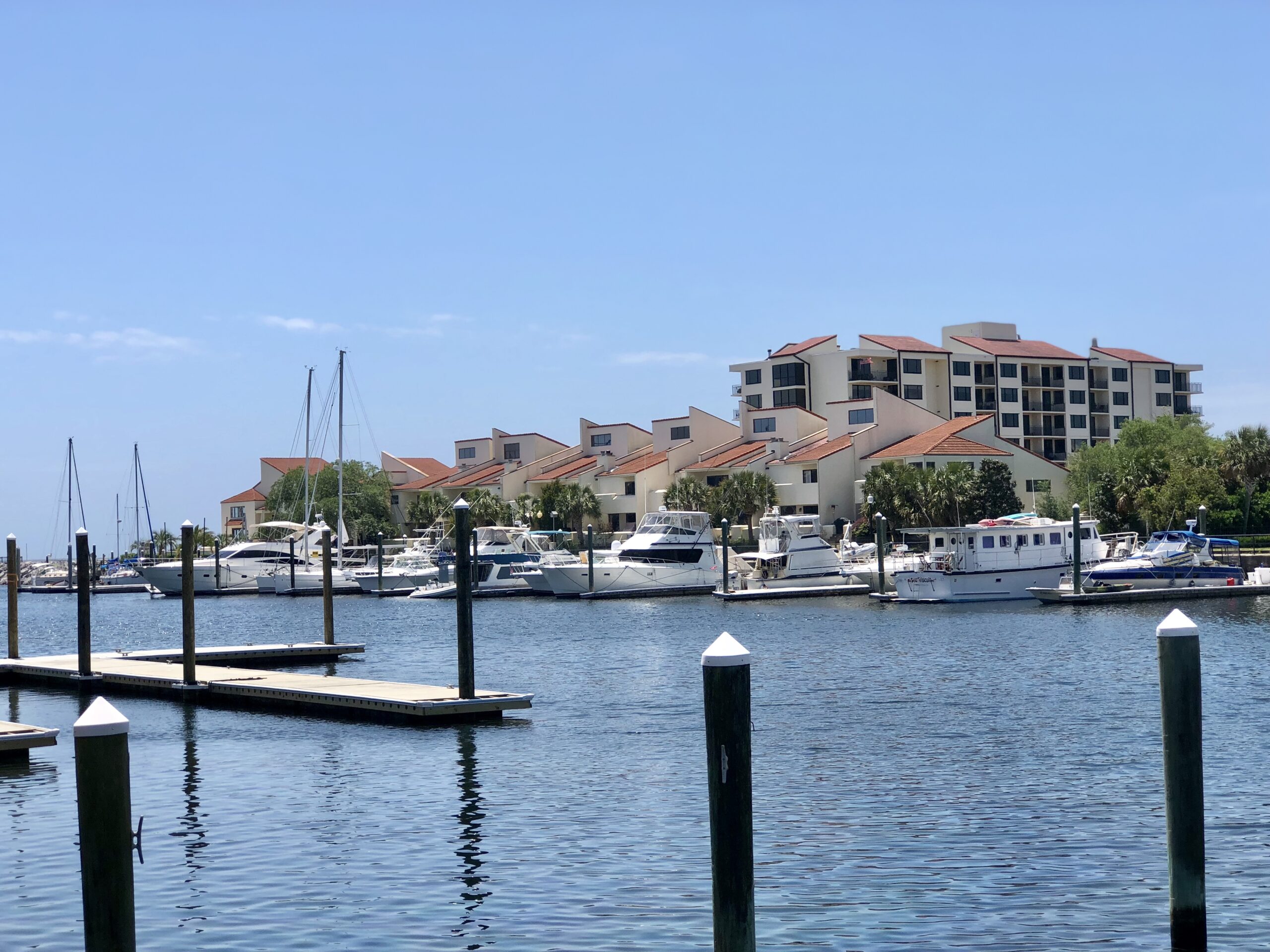 downtown waterfront view on S Palafox Street near Palafox Wharf Waterfront, a Pensacola wedding venue.
