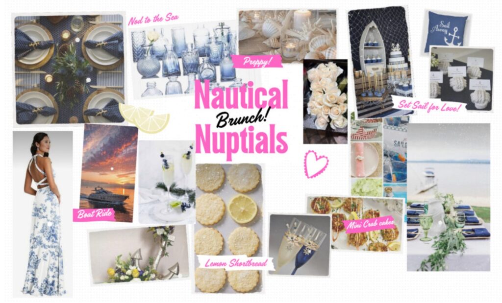 Nautical bridal shower brunch at Palafox Wharf Waterfront, one of the top Pensacola wedding venues with inspiring themes.