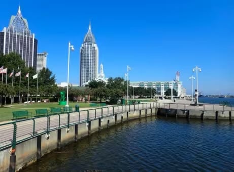 Stunning waterfront park view, a perfect couples view after seeing wedding venue near me in Pensacola for scenic ceremonies and receptions
