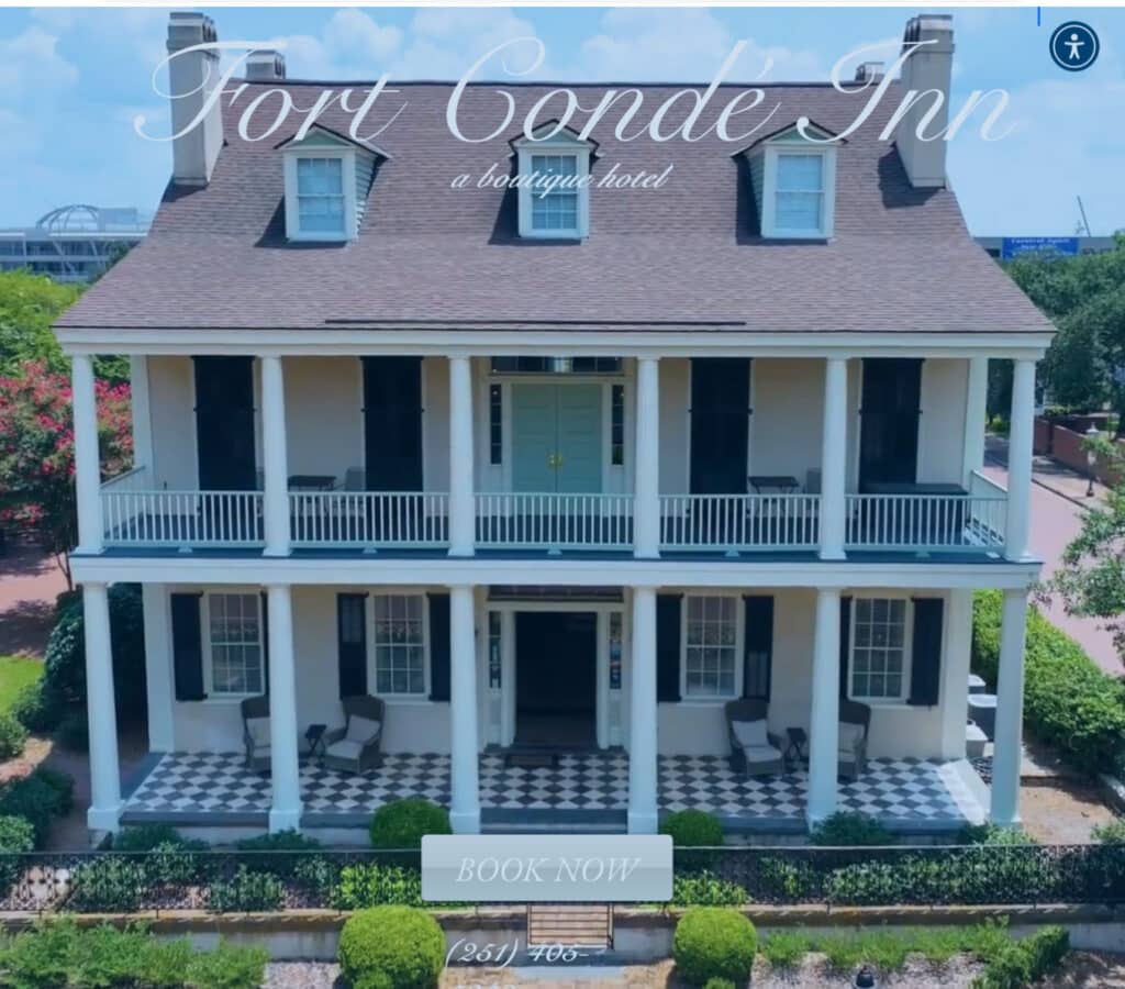 Great place to stay in an inn from 1830 white home with dark shutters and great to visit after seeing wedding places in Pensacola fl