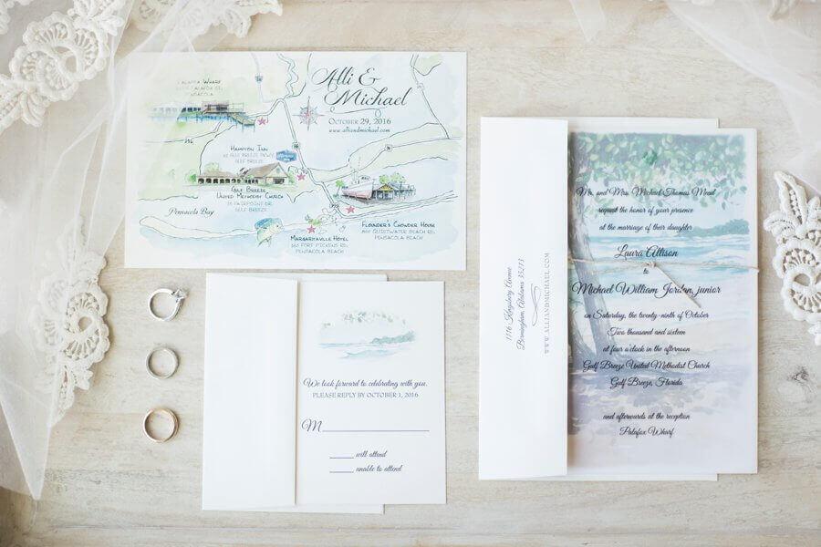 Elegant Save the Date  and Invitation  for Pensacola weddings