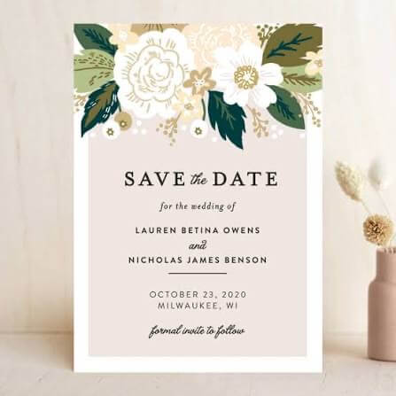 Wedding Save the Dates: 15 Expert Tips Every Engaged Couple Should Know Before Mailing Them 3 Floral Save the Date card for a Pensacola wedding